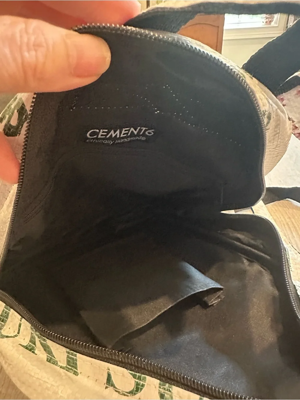 Cement Ethically Handmade Upcycled Sack Mini Backpack 10x8